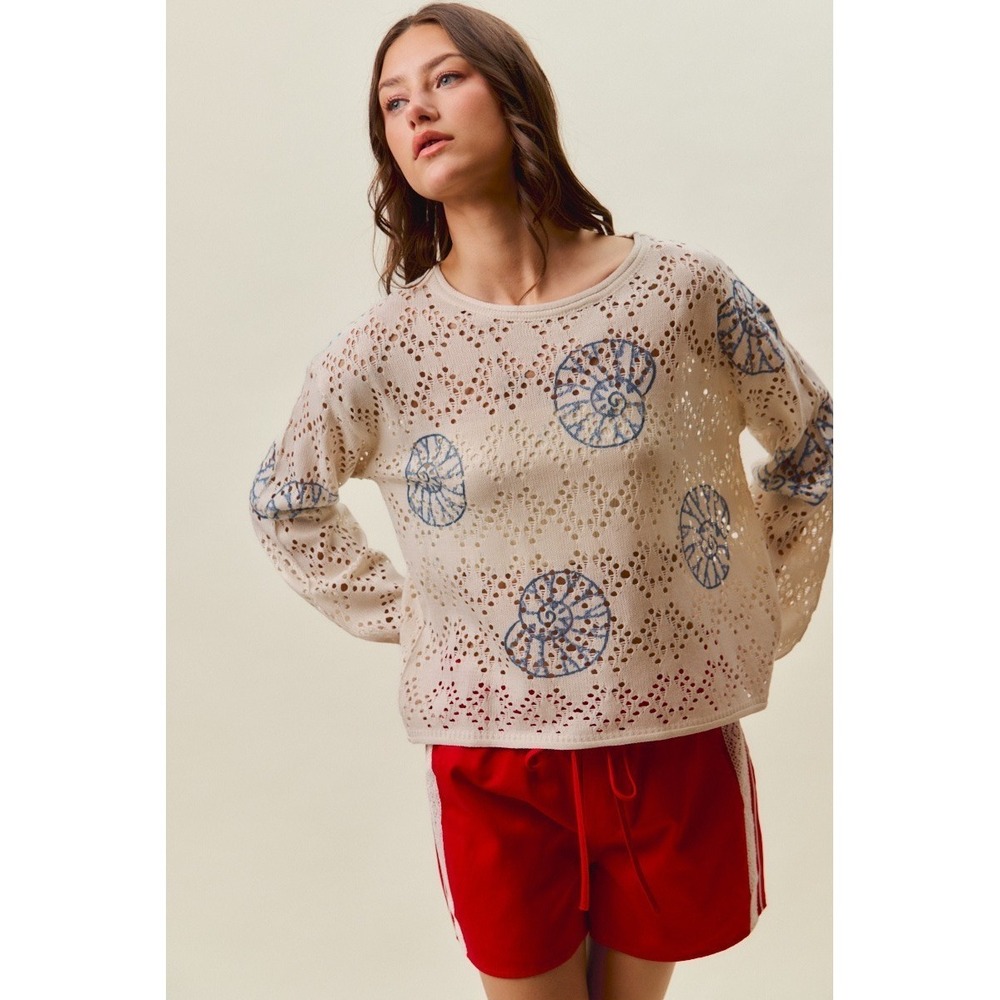 SO ME Seashell Lightweight Sweater Top - Large - Picture 10 of 16